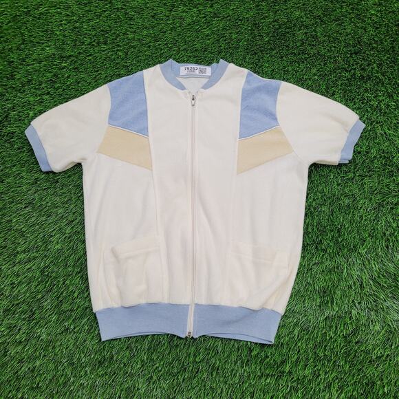 MOD Sections Tops - Vintage 80s MOD Terry Zip Sweatshirt Women Medium 19x23 Crop